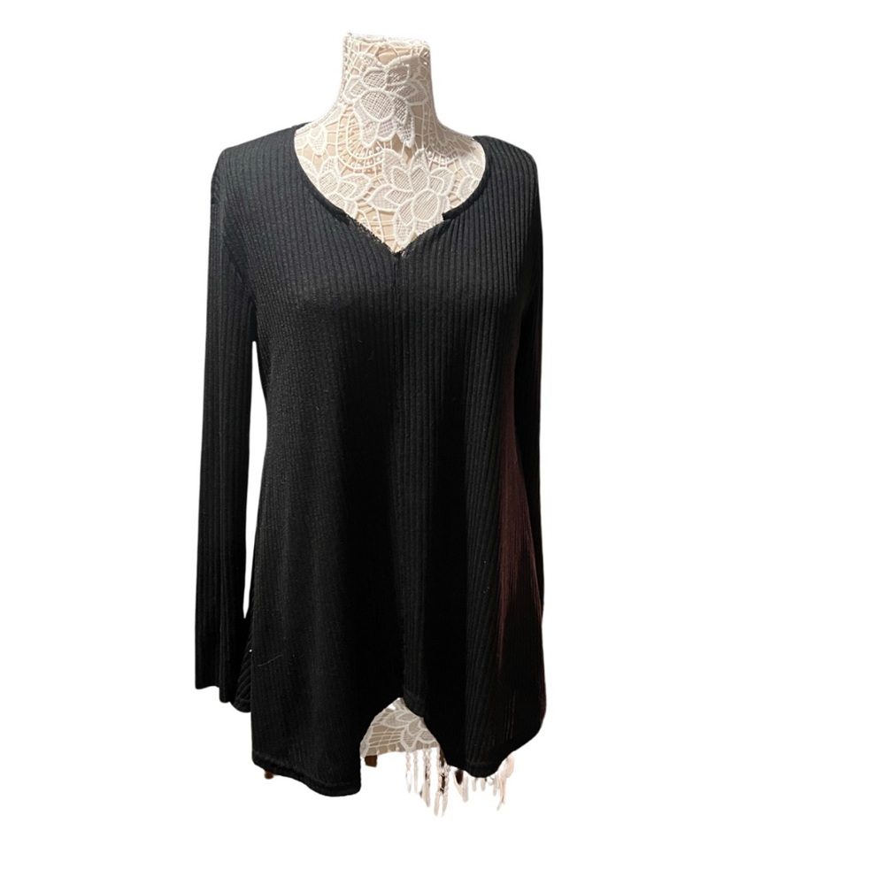 Black V-neck sweater
